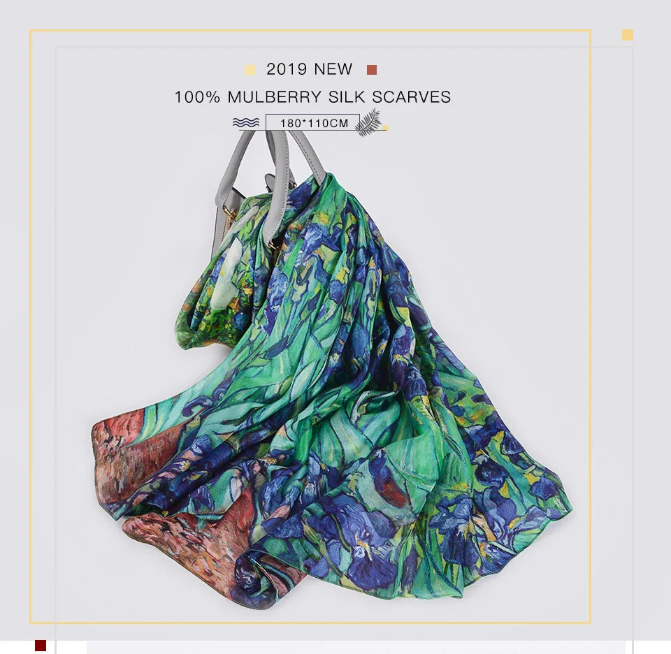 [BYSIFA] New Blue Green Silk Scarf Shawl Women Fashion Brand 100% Pure Silk Long Scarves Autum Winter Warm Neck Head Scarf Hijab