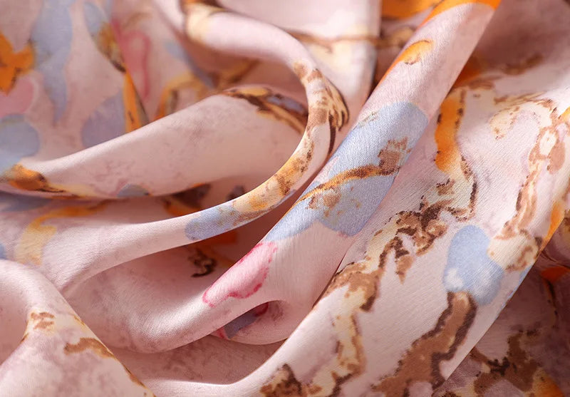 Spain Luxury Silk Scarf Women Designer Van Gogh Oil Painting Floral Silk Shawls Pashmina Ladies Wraps Scarves Foulard New Hijab