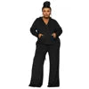 N7770 Trendy Autumn Winter Plus Size Womens Clothing Wide Leg Pants Set for Women Two Pieces Velour Hoodies and Sweat Pants Set