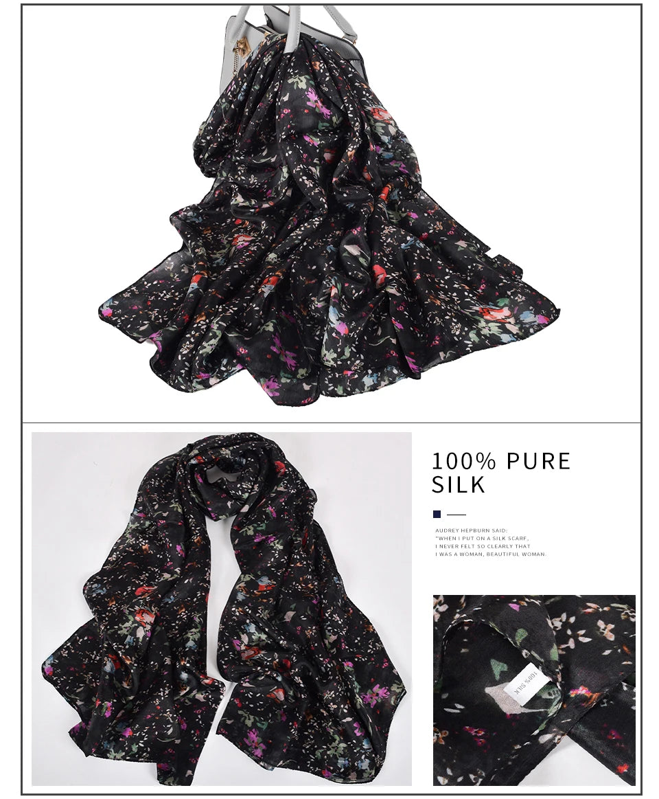 [BYSIFA] New Blue Green Silk Scarf Shawl Women Fashion Brand 100% Pure Silk Long Scarves Autum Winter Warm Neck Head Scarf Hijab