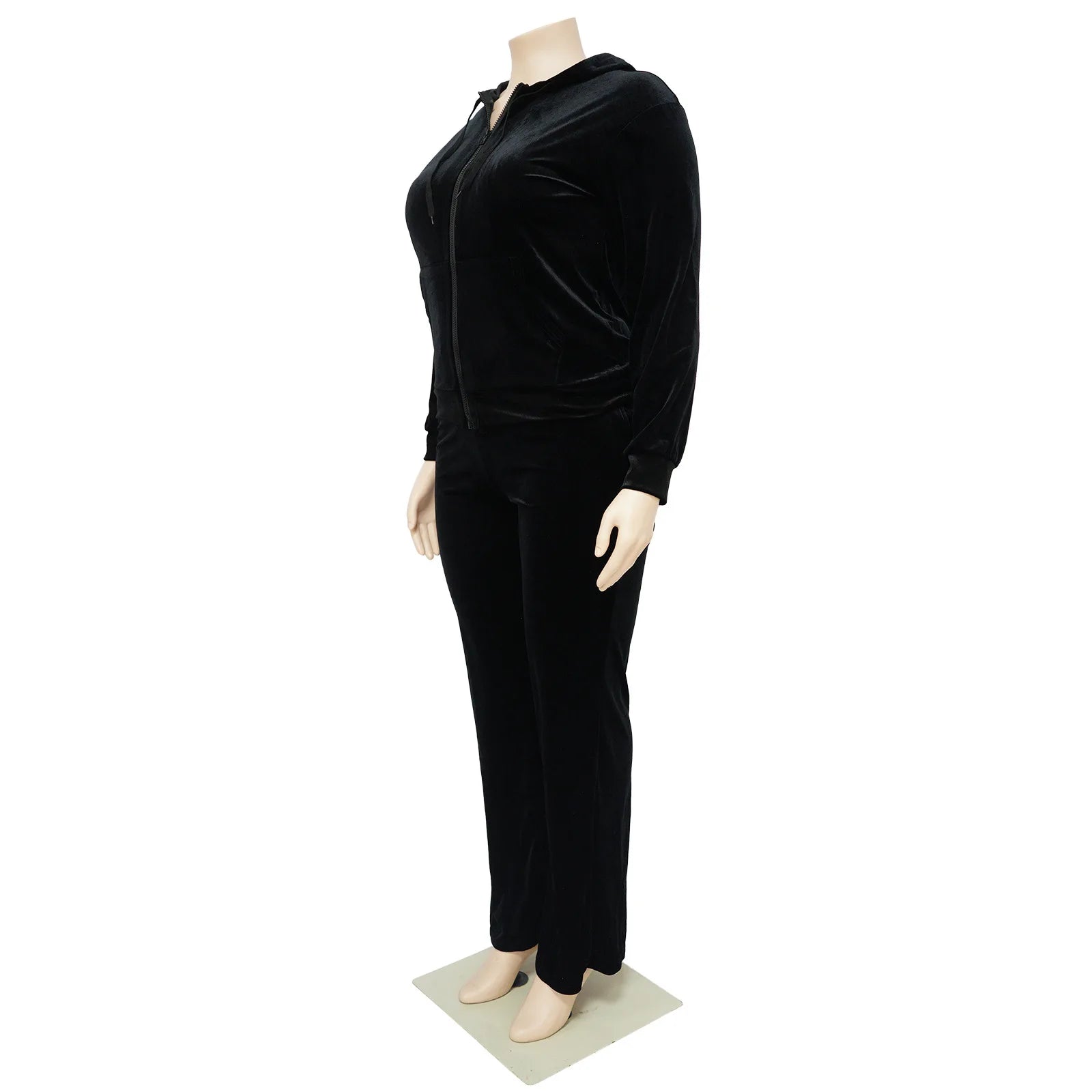 N7770 Trendy Autumn Winter Plus Size Womens Clothing Wide Leg Pants Set for Women Two Pieces Velour Hoodies and Sweat Pants Set