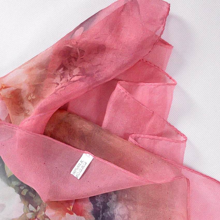 Silk Scarf Mulberry Silk Scarf Long Design Quality Female Spring And Autumn Scarf All-match Fashion Women Satin Pink Shawl