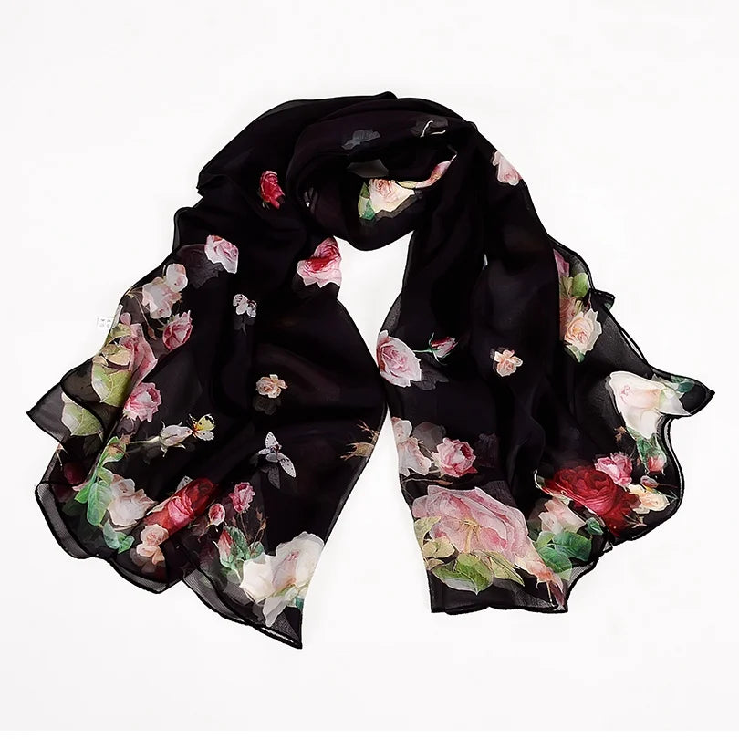 Silk Scarf Mulberry Silk Scarf Long Design Quality Female Spring And Autumn Scarf All-match Fashion Women Satin Pink Shawl