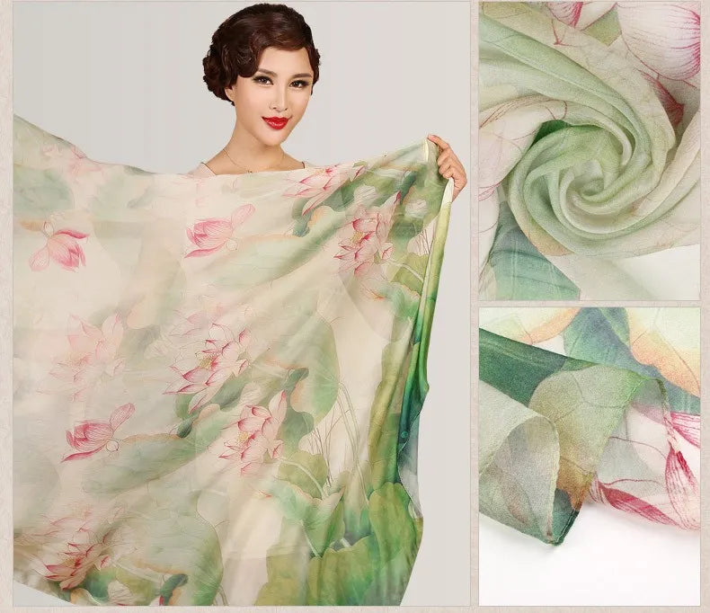 Silk Scarf Mulberry Silk Scarf Long Design Quality Female Spring And Autumn Scarf All-match Fashion Women Satin Pink Shawl