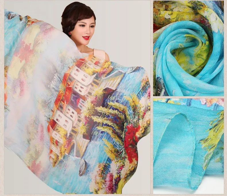 Silk Scarf Mulberry Silk Scarf Long Design Quality Female Spring And Autumn Scarf All-match Fashion Women Satin Pink Shawl