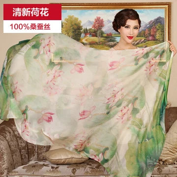 Silk Scarf Mulberry Silk Scarf Long Design Quality Female Spring And Autumn Scarf All-match Fashion Women Satin Pink Shawl
