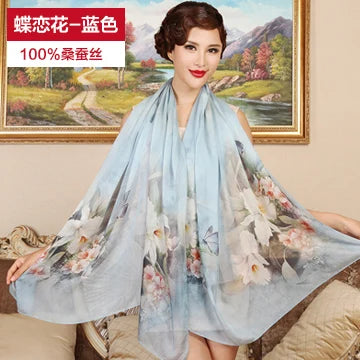 Silk Scarf Mulberry Silk Scarf Long Design Quality Female Spring And Autumn Scarf All-match Fashion Women Satin Pink Shawl