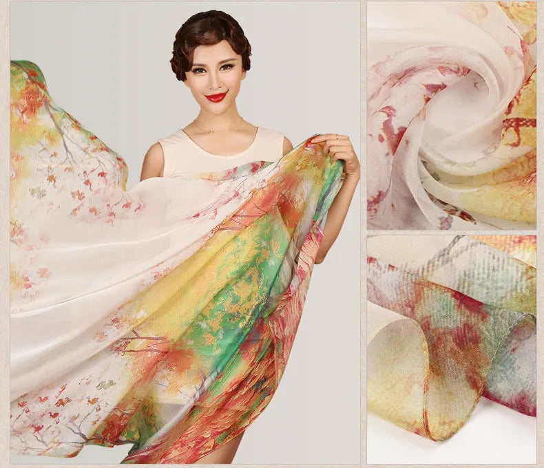 Silk Scarf Mulberry Silk Scarf Long Design Quality Female Spring And Autumn Scarf All-match Fashion Women Satin Pink Shawl