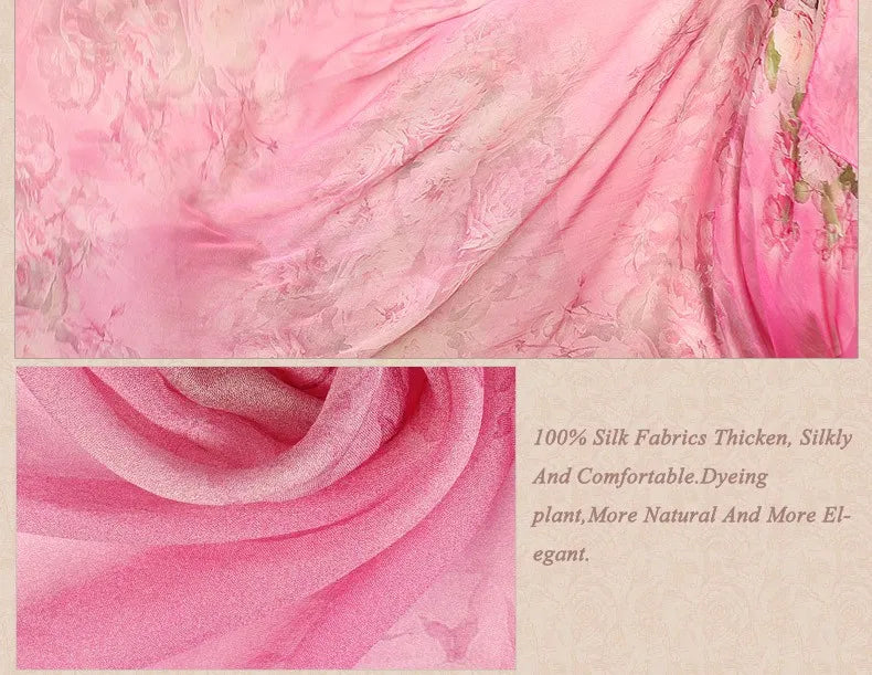 Silk Scarf Mulberry Silk Scarf Long Design Quality Female Spring And Autumn Scarf All-match Fashion Women Satin Pink Shawl