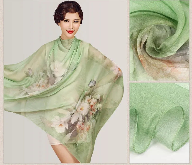 Silk Scarf Mulberry Silk Scarf Long Design Quality Female Spring And Autumn Scarf All-match Fashion Women Satin Pink Shawl