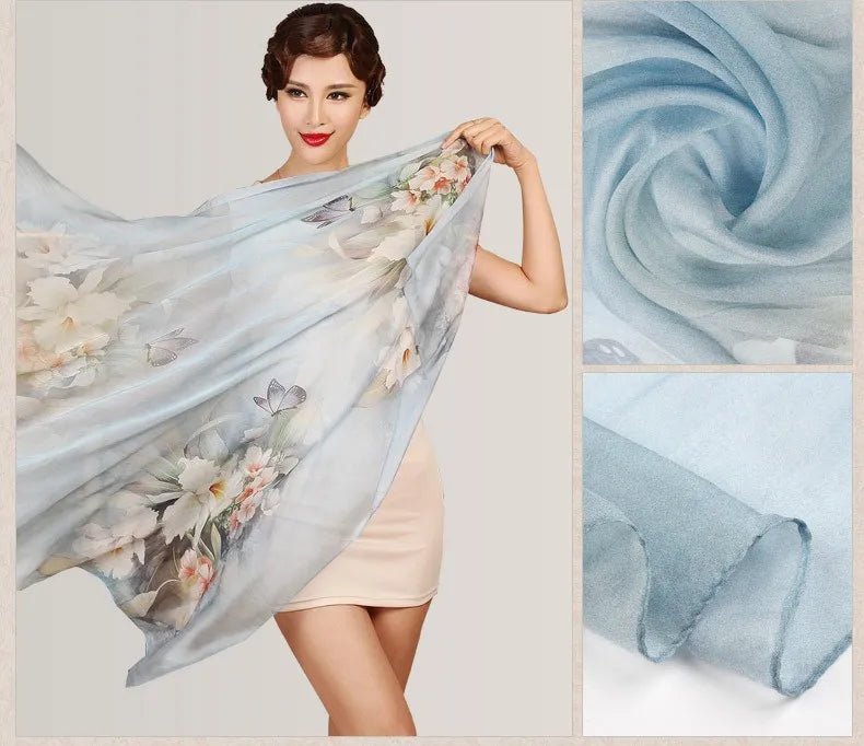 Silk Scarf Mulberry Silk Scarf Long Design Quality Female Spring And Autumn Scarf All-match Fashion Women Satin Pink Shawl