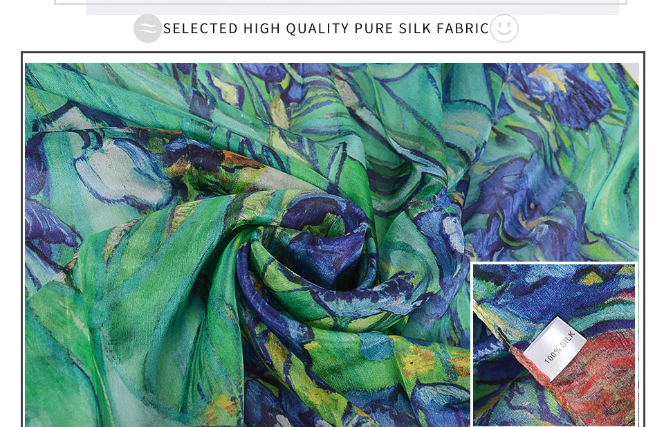 [BYSIFA] New Blue Green Silk Scarf Shawl Women Fashion Brand 100% Pure Silk Long Scarves Autum Winter Warm Neck Head Scarf Hijab