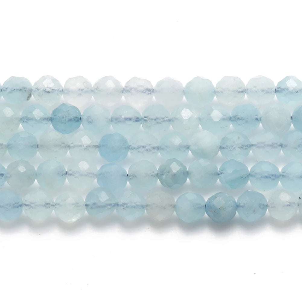 2 3 4mm Natural Faceted Blue Sapphire Stones Loose Spacer Beads for Jewelry Making DIY Bracelet Earrings Accessories 15''Inch