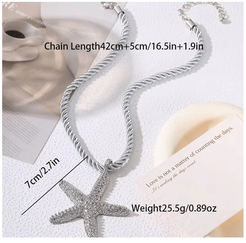 3 Pcs/set Simple Fashion Starfish Pendant Necklace Ocean Style Party Banquet Exaggerated Earrings Personalized Women Jewelry Set