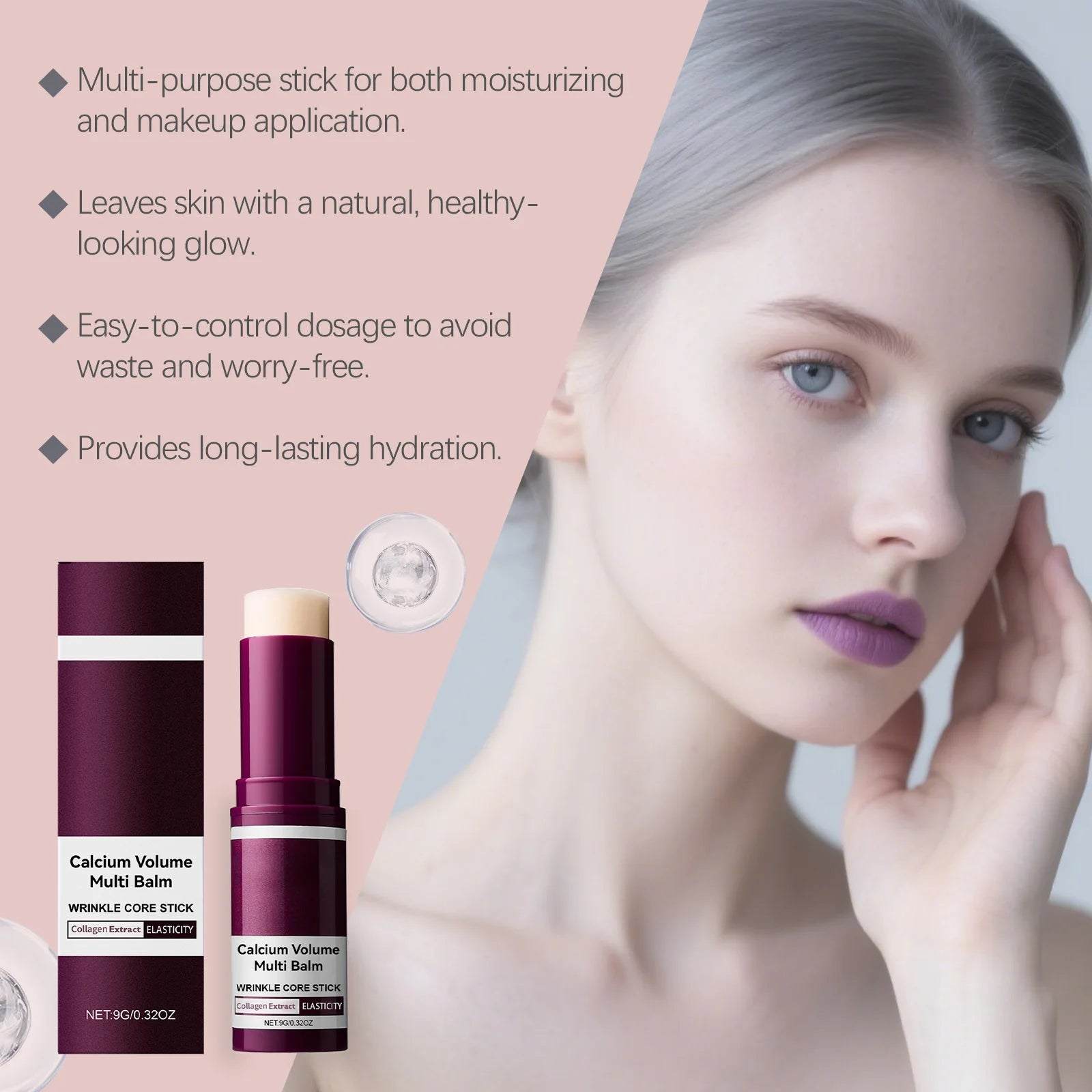 Calcium Volume Multi Balm Deep Hydration Face Skin Elasticity Enhanced Puffy Eyes Treatments Anti Wrinkle Collagen Balm Stick 9g