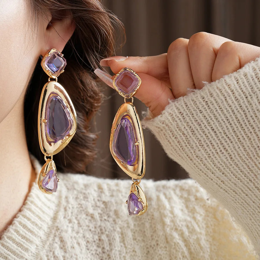 Vintage Irregular Earrings for Women Silver Needle Oval Tassel Drop Earring Light Luxury High-end Retro Jewelry Gifts