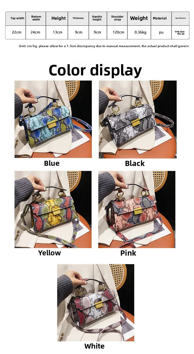 Fashionable High-end Texture Light Luxury Snake Print Niche Design Versatile Handhold Bag Shoulder Bag Crossbody Bag Armpit