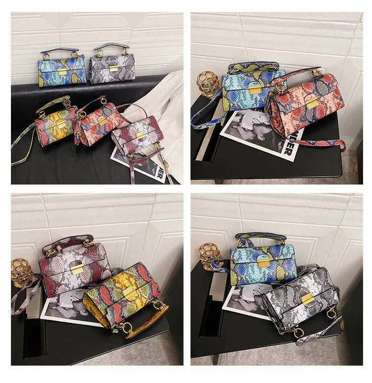 Fashionable High-end Texture Light Luxury Snake Print Niche Design Versatile Handhold Bag Shoulder Bag Crossbody Bag Armpit