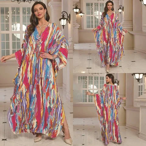 New 2025 Women's Cotton Beach Cover up Loose Kimono Sle Printed Sarong Swimwear Beach Coat Cross-Border Sports Fitn