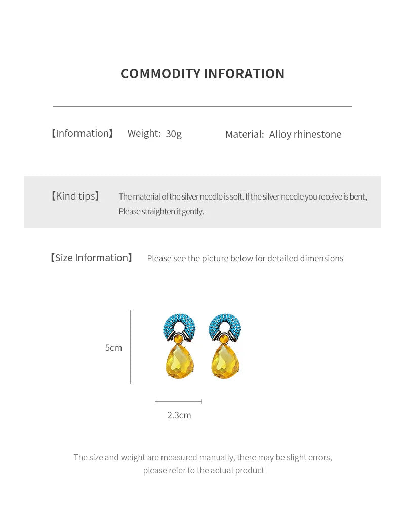 Rhinestone Circle Water Drop Metal Vintage Dangle Earrings for Women Personality Exquisite New in Earring 2024 Aesthetic Jewelry