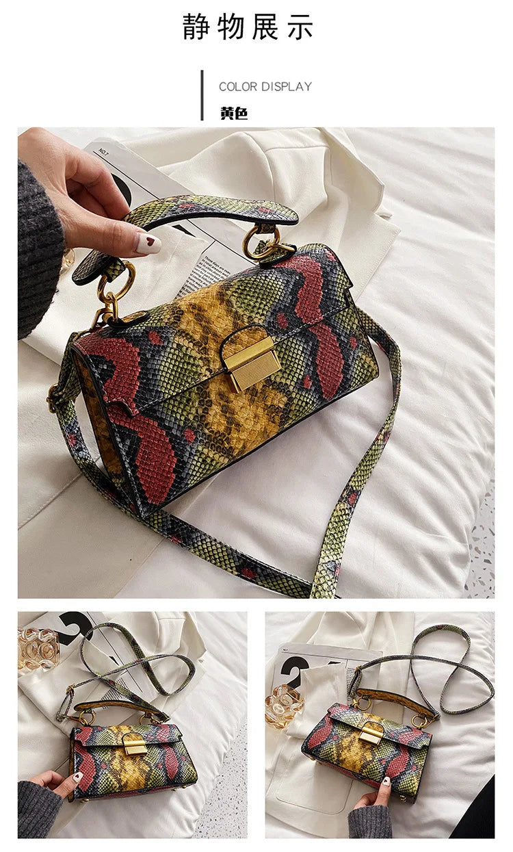 Fashionable High-end Texture Light Luxury Snake Print Niche Design Versatile Handhold Bag Shoulder Bag Crossbody Bag Armpit