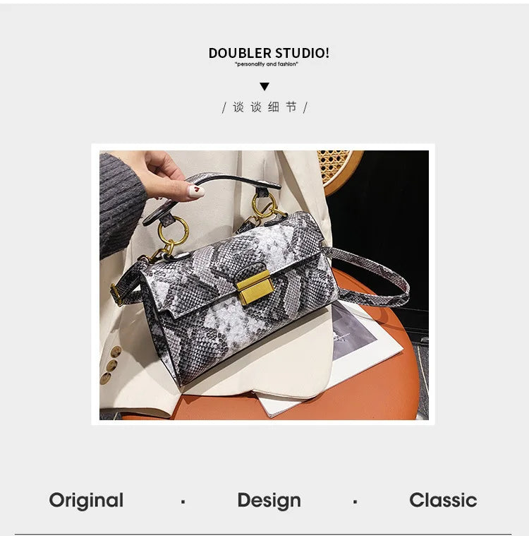 Fashionable High-end Texture Light Luxury Snake Print Niche Design Versatile Handhold Bag Shoulder Bag Crossbody Bag Armpit