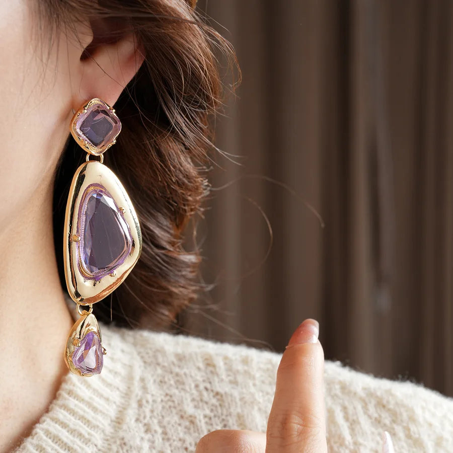 Vintage Irregular Earrings for Women Silver Needle Oval Tassel Drop Earring Light Luxury High-end Retro Jewelry Gifts