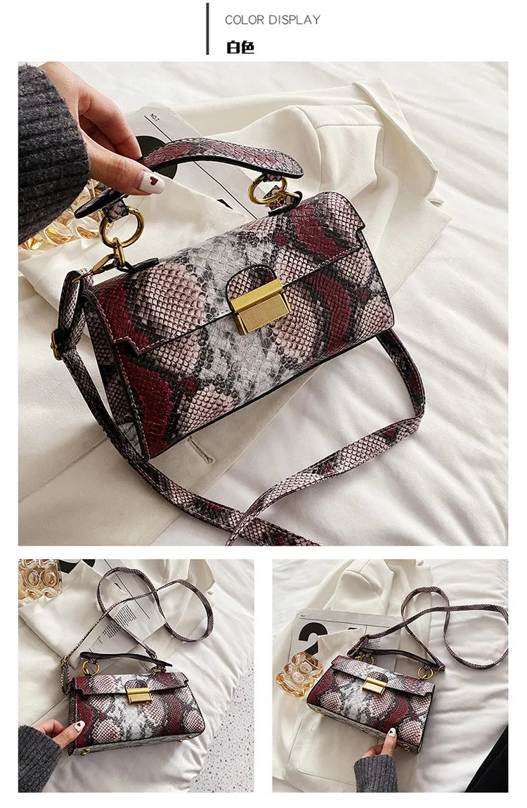 Fashionable High-end Texture Light Luxury Snake Print Niche Design Versatile Handhold Bag Shoulder Bag Crossbody Bag Armpit