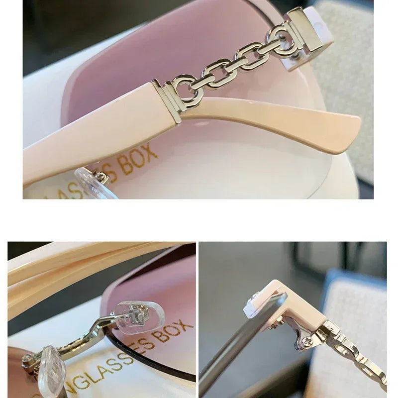 New Square Sunglasses Women Beautiful Brand Designer Colorful Sun Glasses Female Rimless Round Outdoor Eyewear