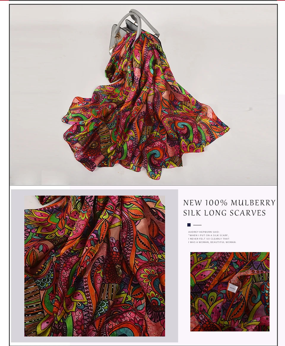 [BYSIFA] New Blue Green Silk Scarf Shawl Women Fashion Brand 100% Pure Silk Long Scarves Autum Winter Warm Neck Head Scarf Hijab