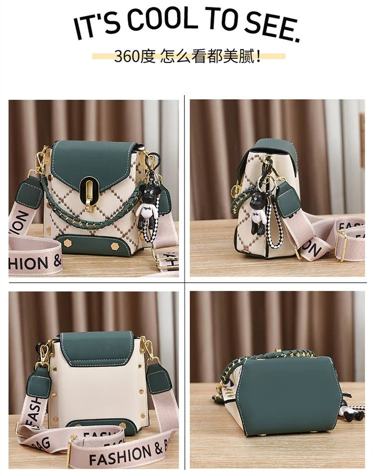 Korean version of simple and fashionable small square bag fashionable versatile shoulder messenger bag trendy mini mobile phone