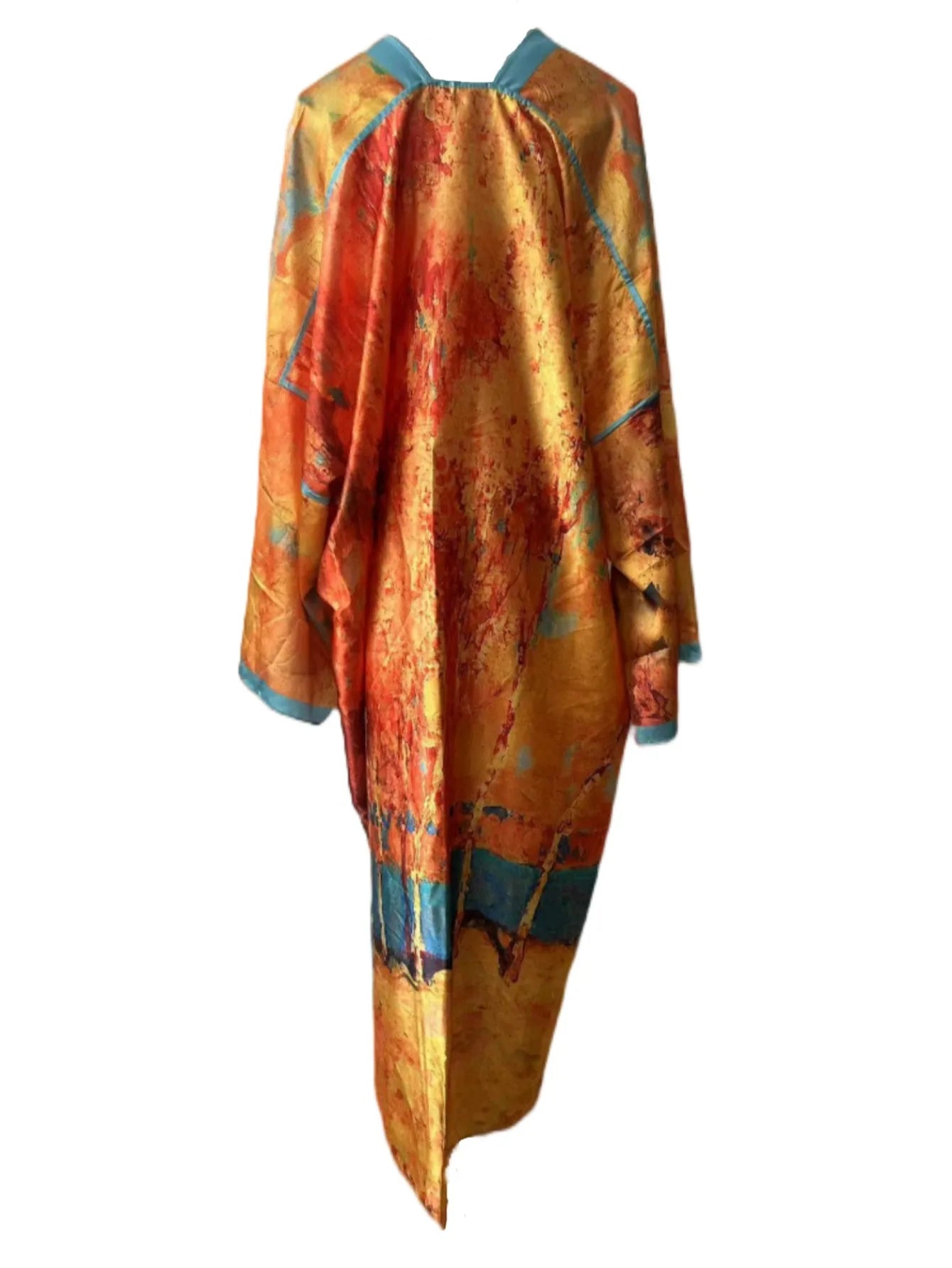 Women's Kaftan Robe Ethnic Style Printed Cardigan Kimono Outer Wear Simulated Silk Printed Fashion Casual Poncho Plus Size Dress