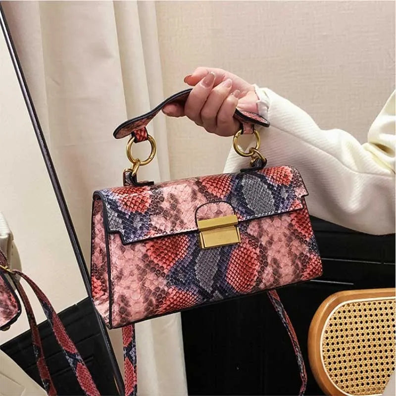 Fashionable High-end Texture Light Luxury Snake Print Niche Design Versatile Handhold Bag Shoulder Bag Crossbody Bag Armpit