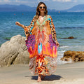 Beach Dresses Leopard Printed Kaftans for Women Hand Woven Cover Ups for Swimwear Factory Supply