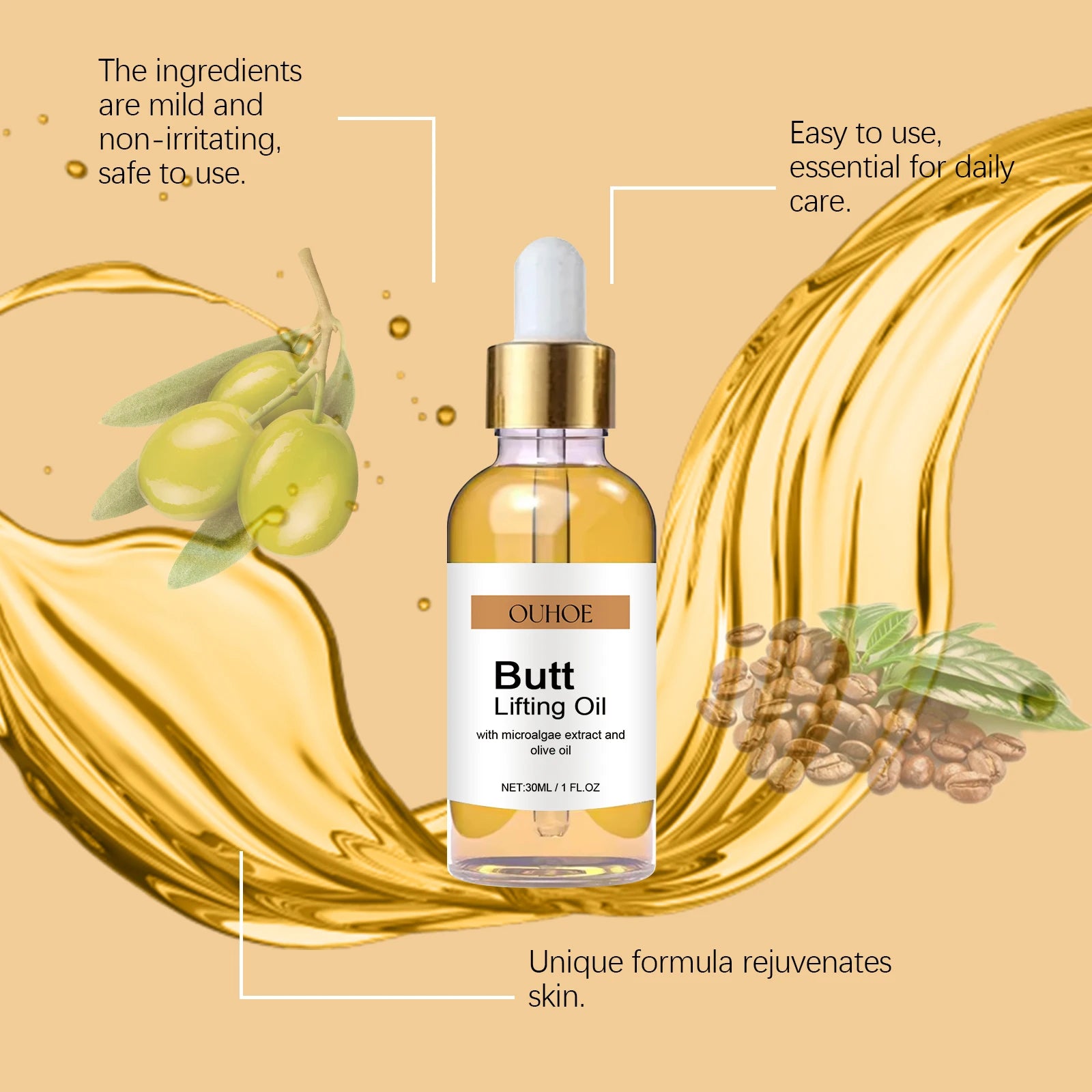 Hip Lifting Oil Buttock Lifting Oil Firming Nourishing Moisturize Tighten Shaper Bum Sexy Body Butt Massage Care Essential Oil
