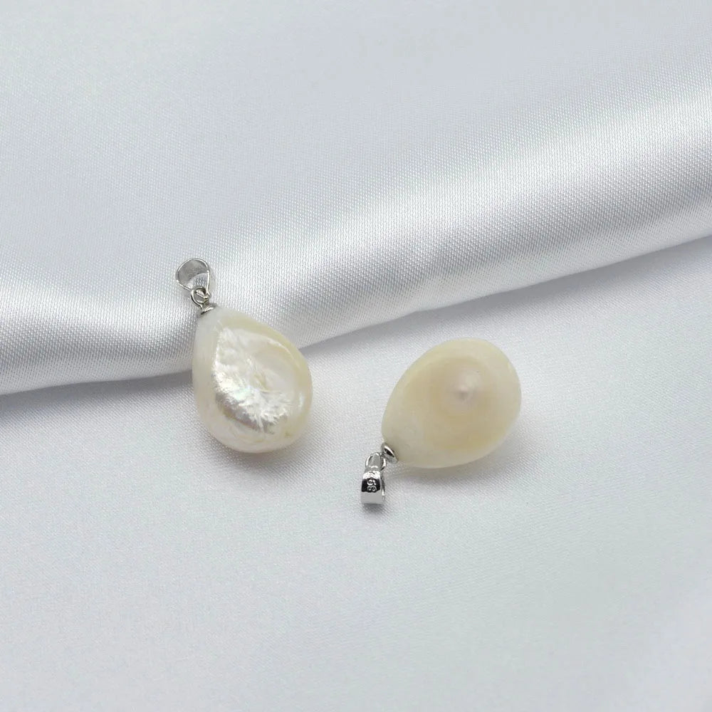 Pearl Pendant Necklace Natural Freshwater Pearl Silver Necklace Baroque Pearl Natural Shape Simple Style Women's Necklace