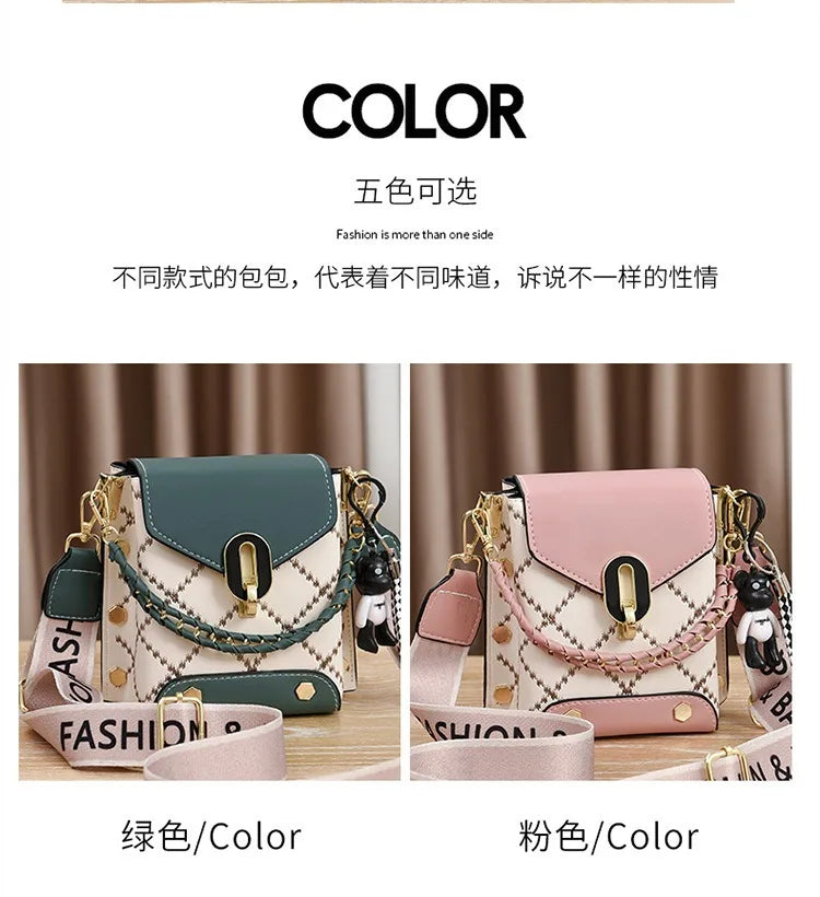Korean version of simple and fashionable small square bag fashionable versatile shoulder messenger bag trendy mini mobile phone