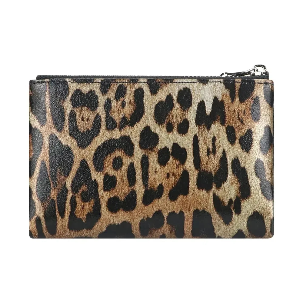 New Short Women's Wallet Coin Pocket Leopard Pattern Women's Wallet with Magnet and Photo Slot Suitable for Girls