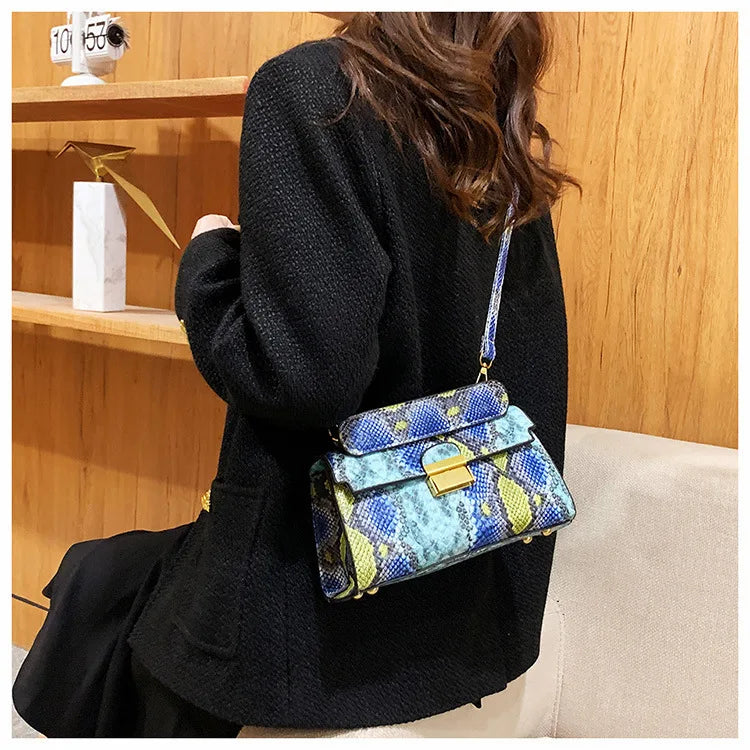 Fashionable High-end Texture Light Luxury Snake Print Niche Design Versatile Handhold Bag Shoulder Bag Crossbody Bag Armpit