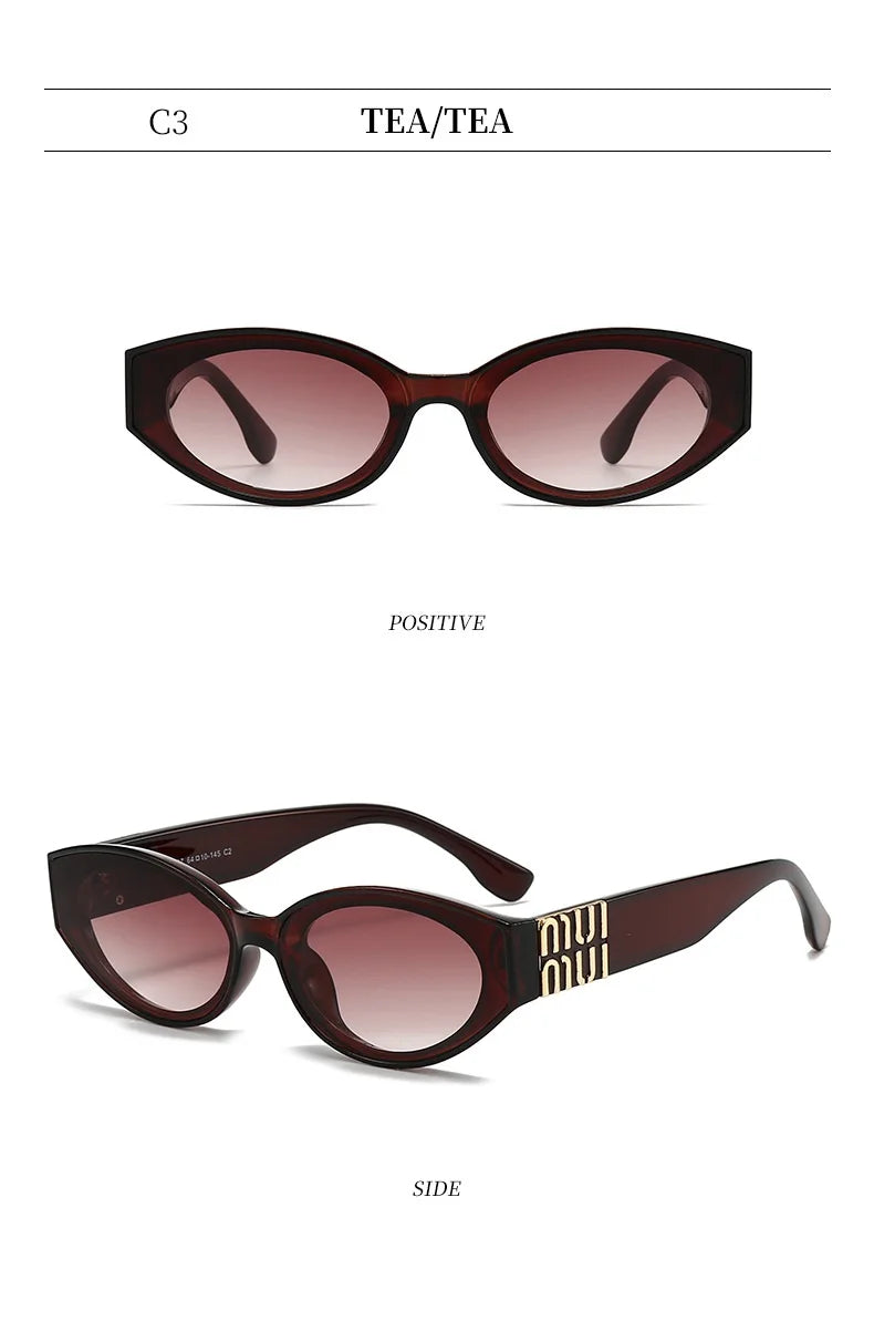 Luxury Glamour Sunglasses For Women And Men Oval Minimalist Fashion Brand Sun Glasses Unisex Stylish Shades UV400