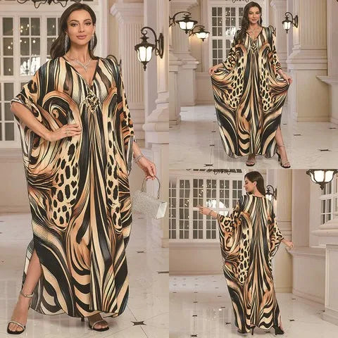 New 2025 Women's Cotton Beach Cover up Loose Kimono Sle Printed Sarong Swimwear Beach Coat Cross-Border Sports Fitn