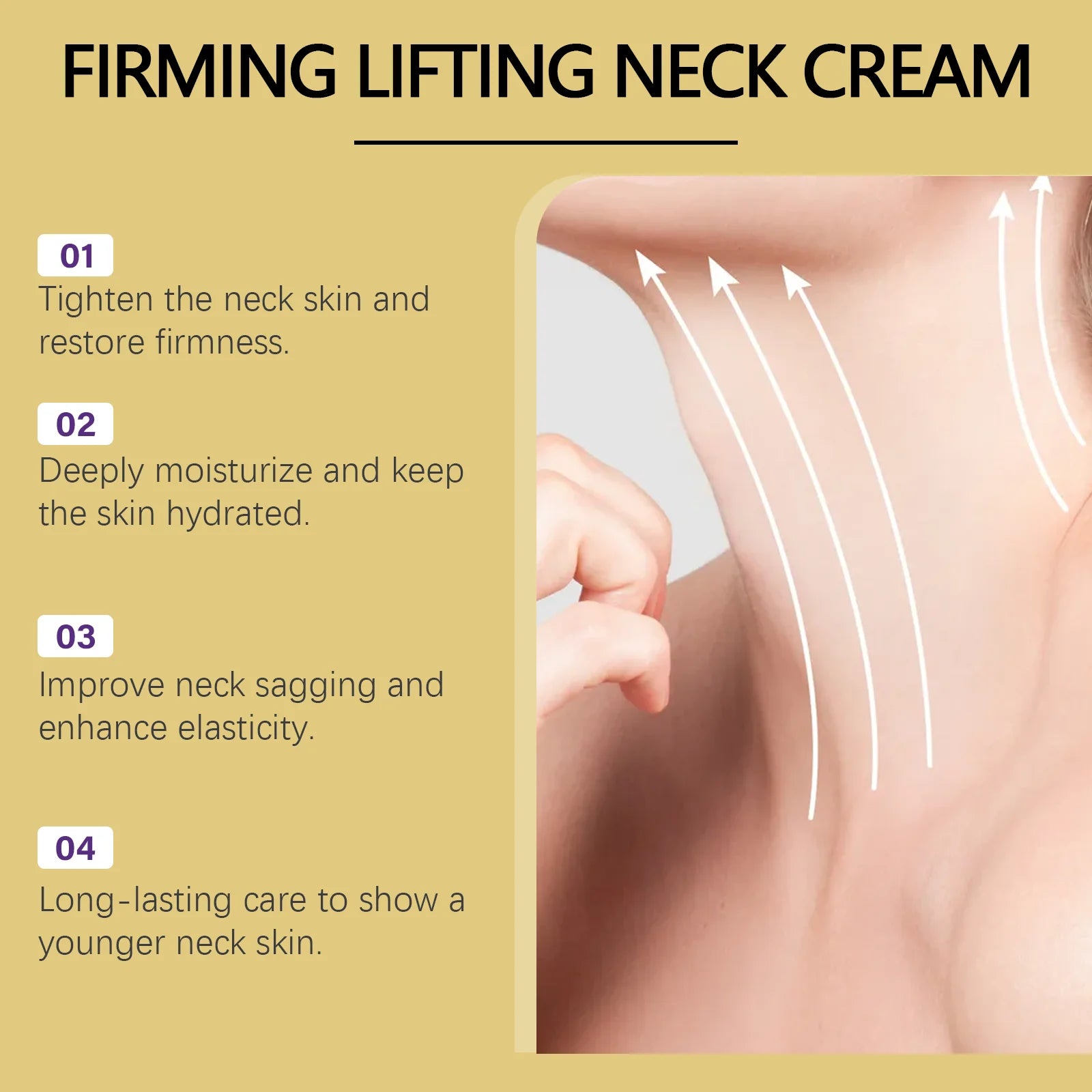 AH-8 Neck Firming Roller Cream Moisturizing Lifting Brighten Skin Fades Fine Lines Reduce Double Chin Massage Firm Neck Cream