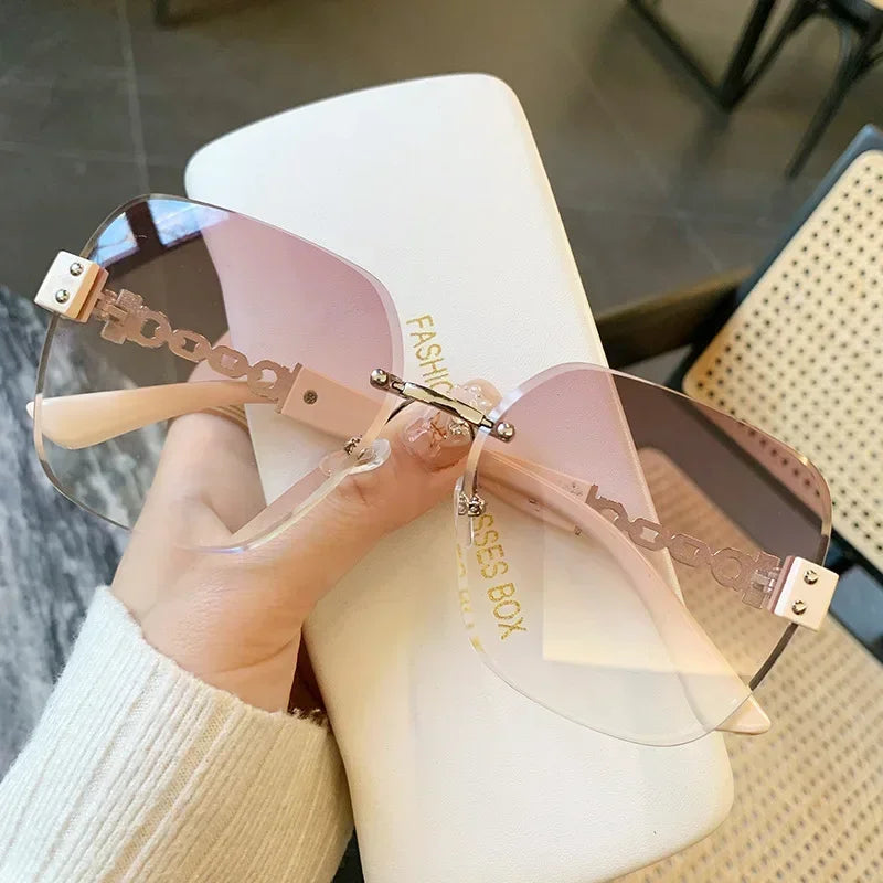 New Square Sunglasses Women Beautiful Brand Designer Colorful Sun Glasses Female Rimless Round Outdoor Eyewear