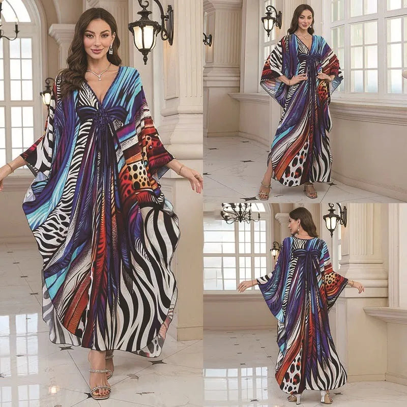 New 2025 Women's Cotton Beach Cover up Loose Kimono Sle Printed Sarong Swimwear Beach Coat Cross-Border Sports Fitn