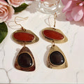 Retro and Trendy Oval Inlaid Zircon Pendant Earrings, Women's Personalized Ethnic Style Holiday Party Accessories Jewelry