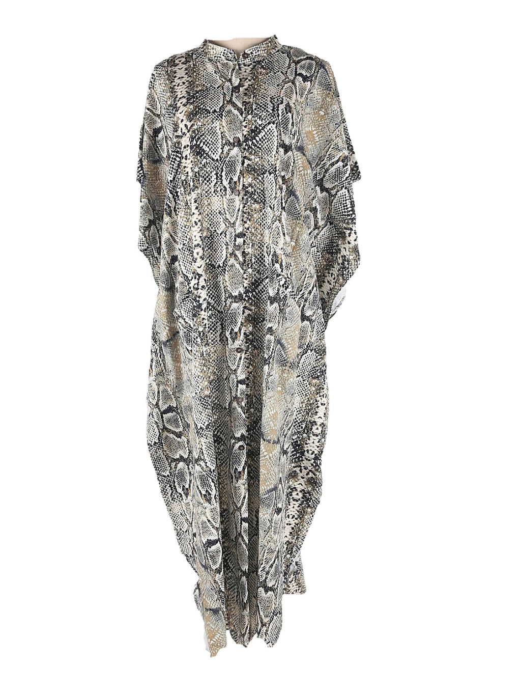 Bohemian Print Beach Cover-Up | Button-Front Shirt-Style Kaftan Robe – Perfect for Bikini Resort Vacations