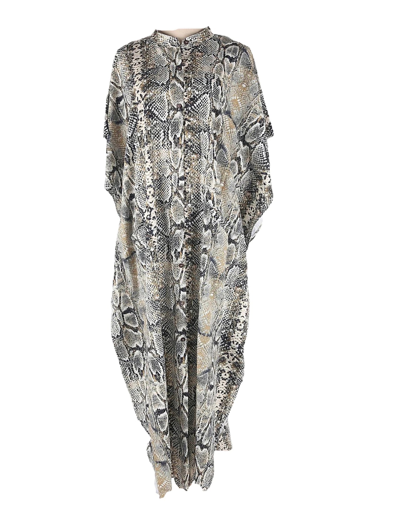 Bohemian Print Beach Cover-Up | Button-Front Shirt-Style Kaftan Robe – Perfect for Bikini Resort Vacations