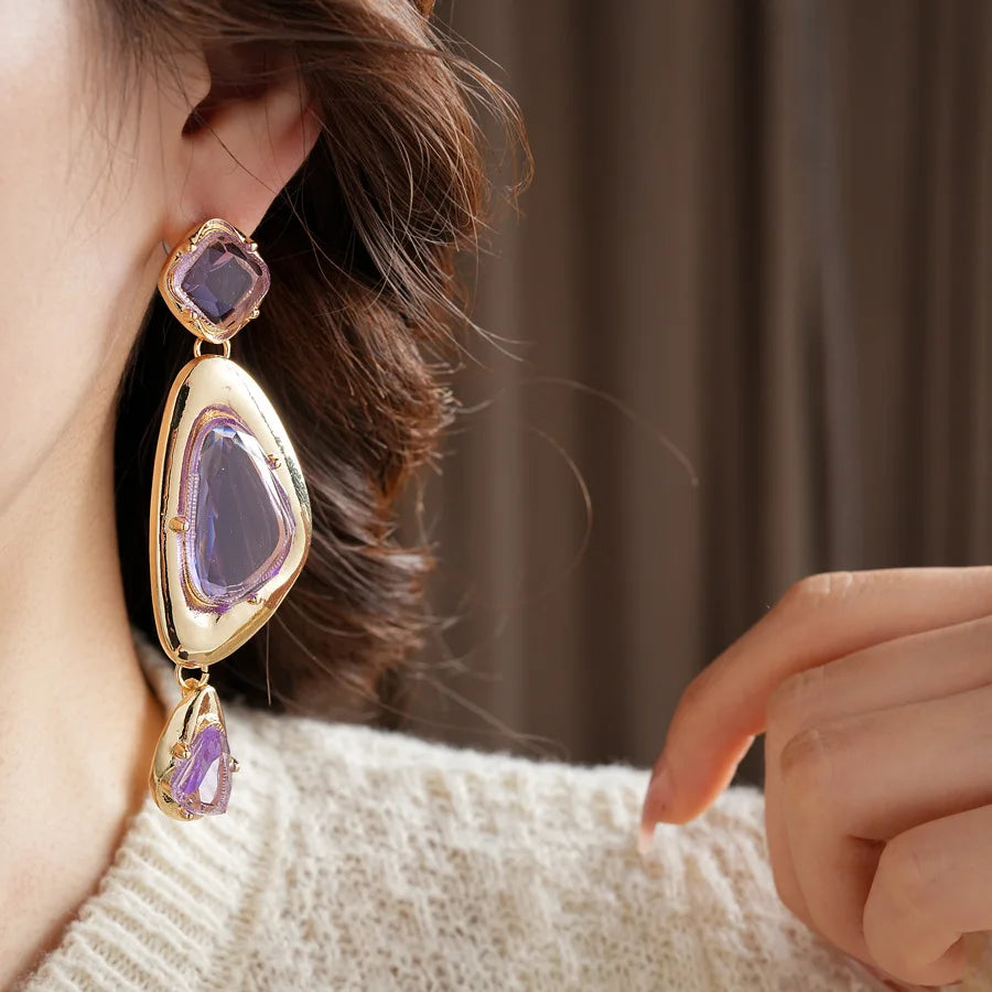 Vintage Irregular Earrings for Women Silver Needle Oval Tassel Drop Earring Light Luxury High-end Retro Jewelry Gifts