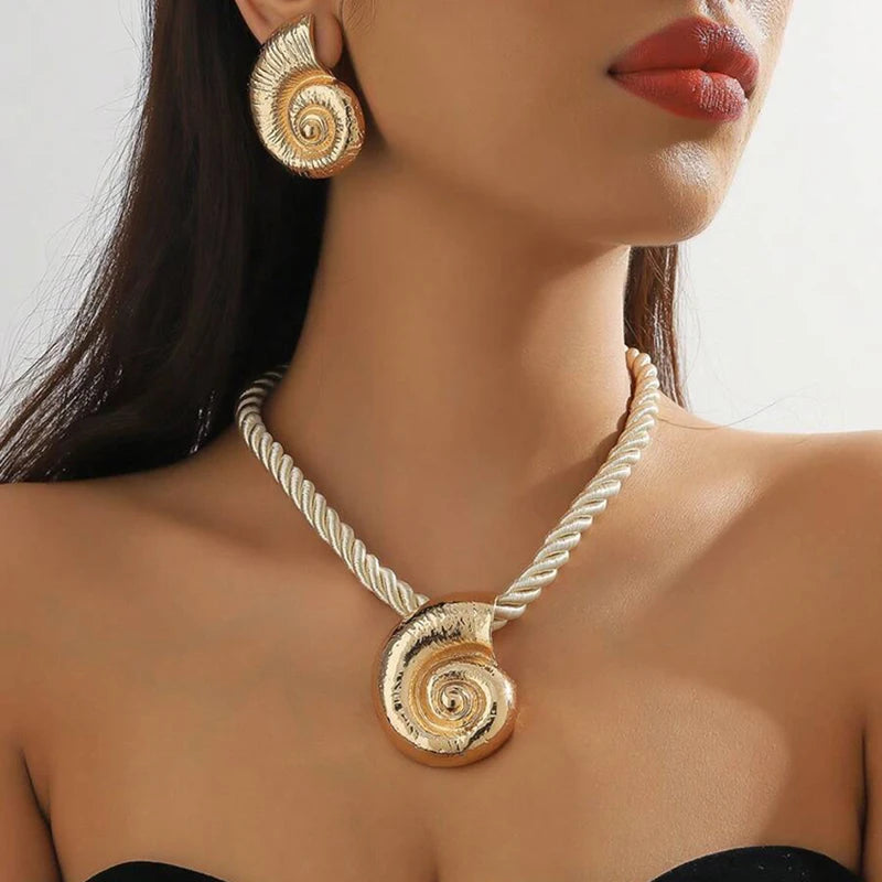 3 Pcs/set Simple Fashion Starfish Pendant Necklace Ocean Style Party Banquet Exaggerated Earrings Personalized Women Jewelry Set