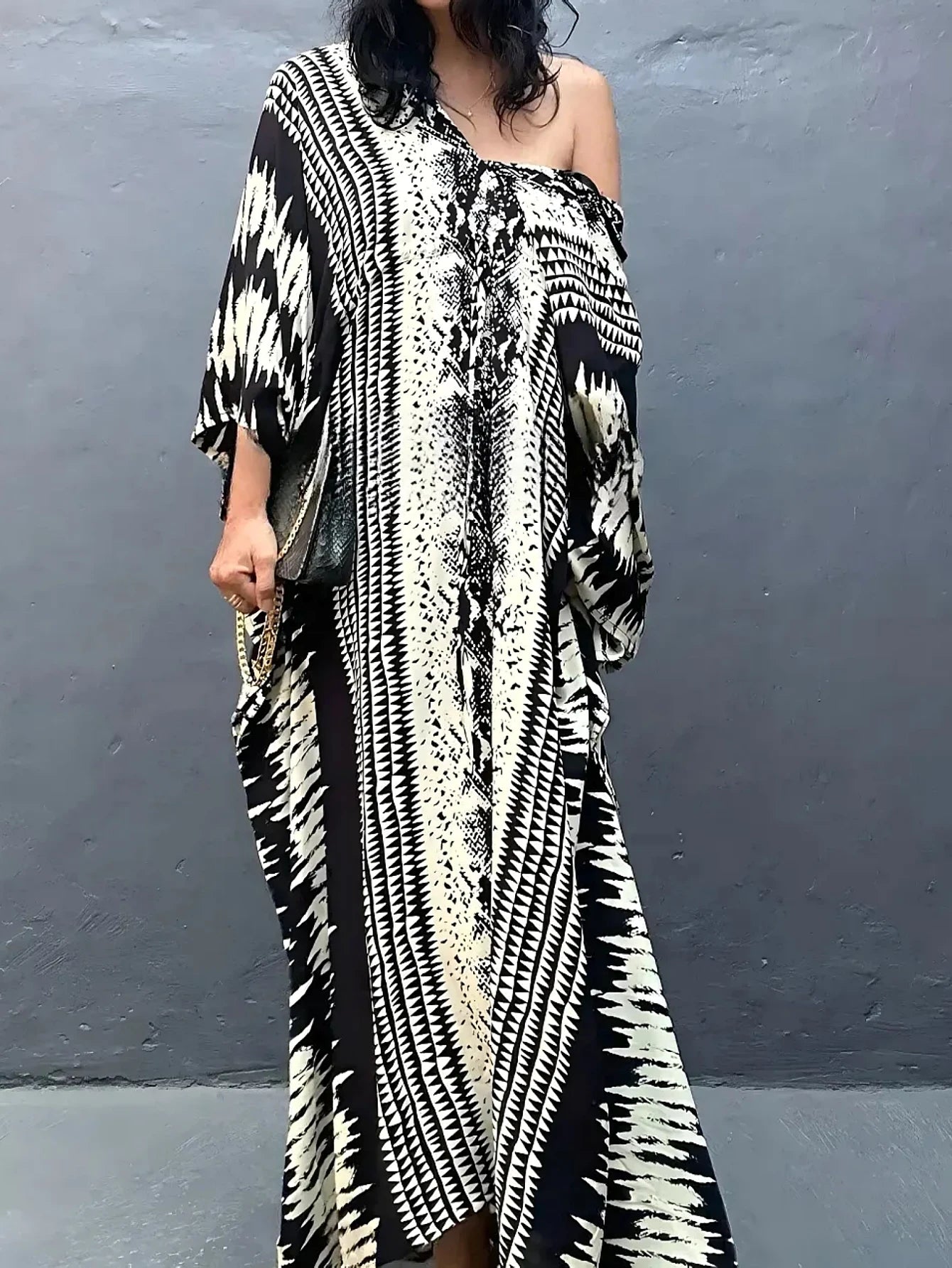 MAKABO Kaftan Dresses for Women, V Neck Moo Moos Colorful Print Cover Ups Caftan Beach Dresses for Swimwear